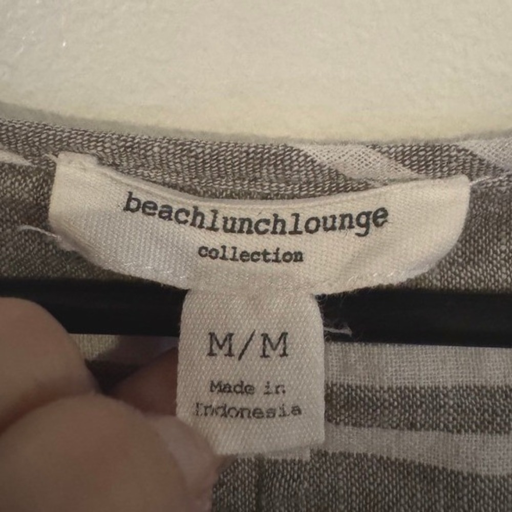 Linen Blend Side Tie Blouse Top M Coastal Summer Vacation Resort boho - Picture 6 of 6